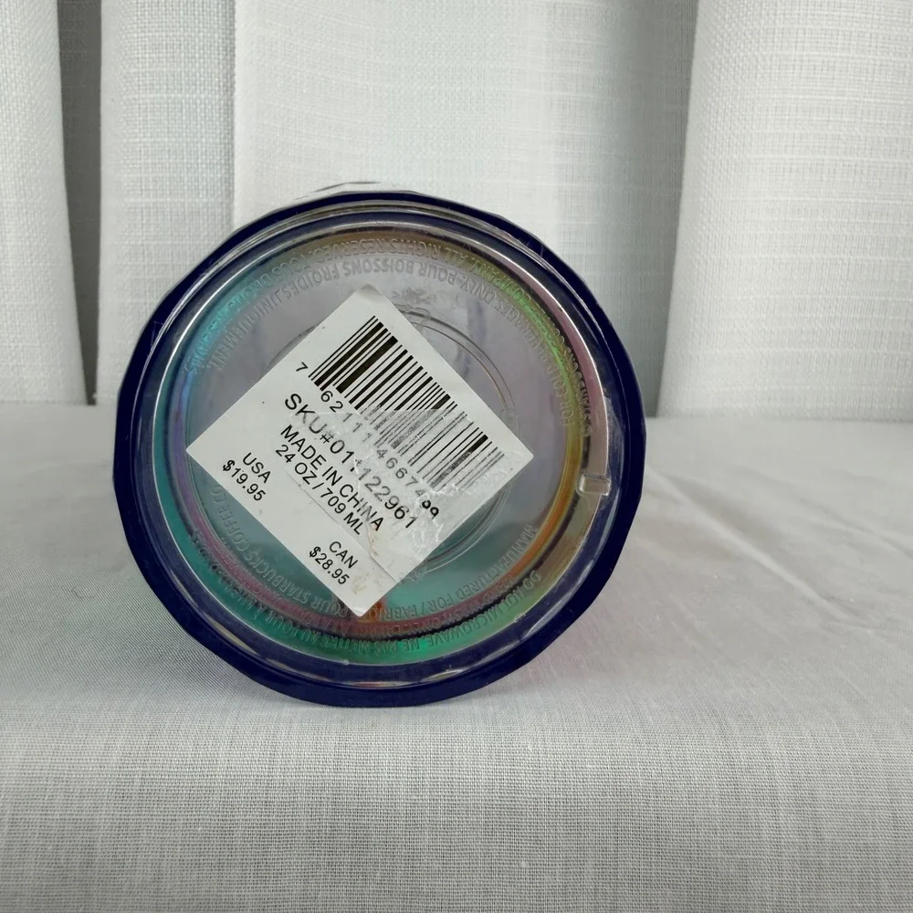 Starbucks 24oz Venti Iridescent Oil Slick Rainbow Tumbler Cup Dome Lid Straw
